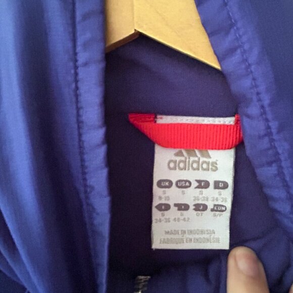 adidas Windbreaker Jacket Womens Small Purple Blue Pockets Zip Front Mock Neck - Picture 4 of 6
